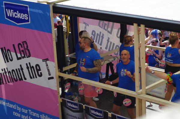 Wickes float in the parade at Brighton Pride 